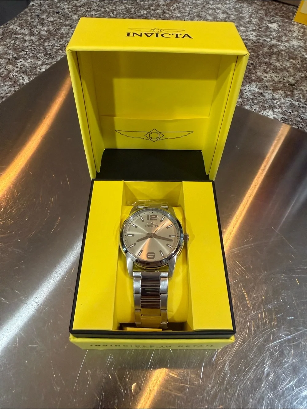 Invicta Men’s Stainless Steel Watch – Silver Dial – With Original Box